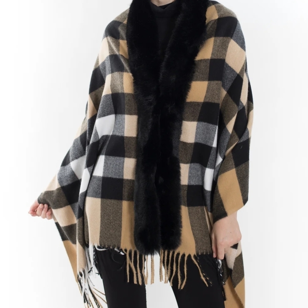 Belle Fare Faux Fur Collection FARGO Wool Blended Wrap Shawl Scarf 🔥